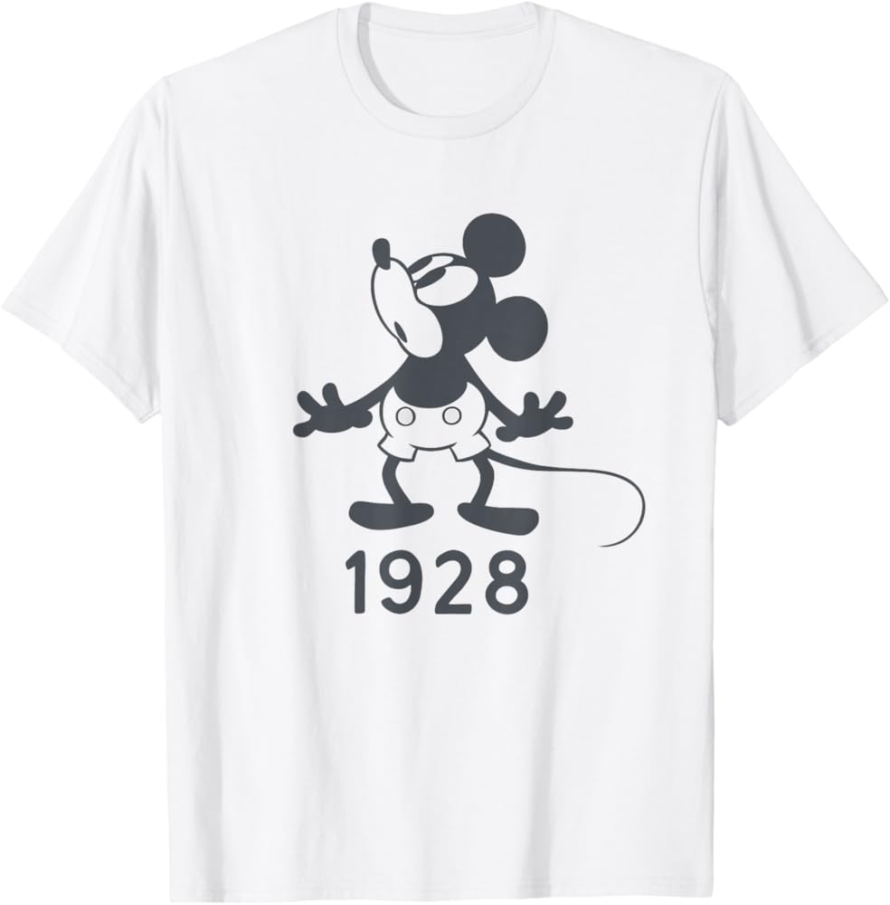 Amazon | ディズニー レトロ ミッキーマウス 1928 Tシャツ | Tシャツ